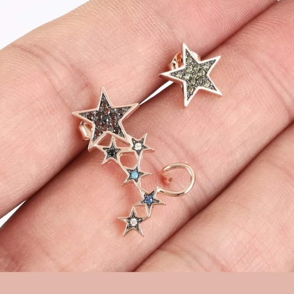 Kharma by Avelon Jewelry - Gold Star ear cuff & stud multi colored gems